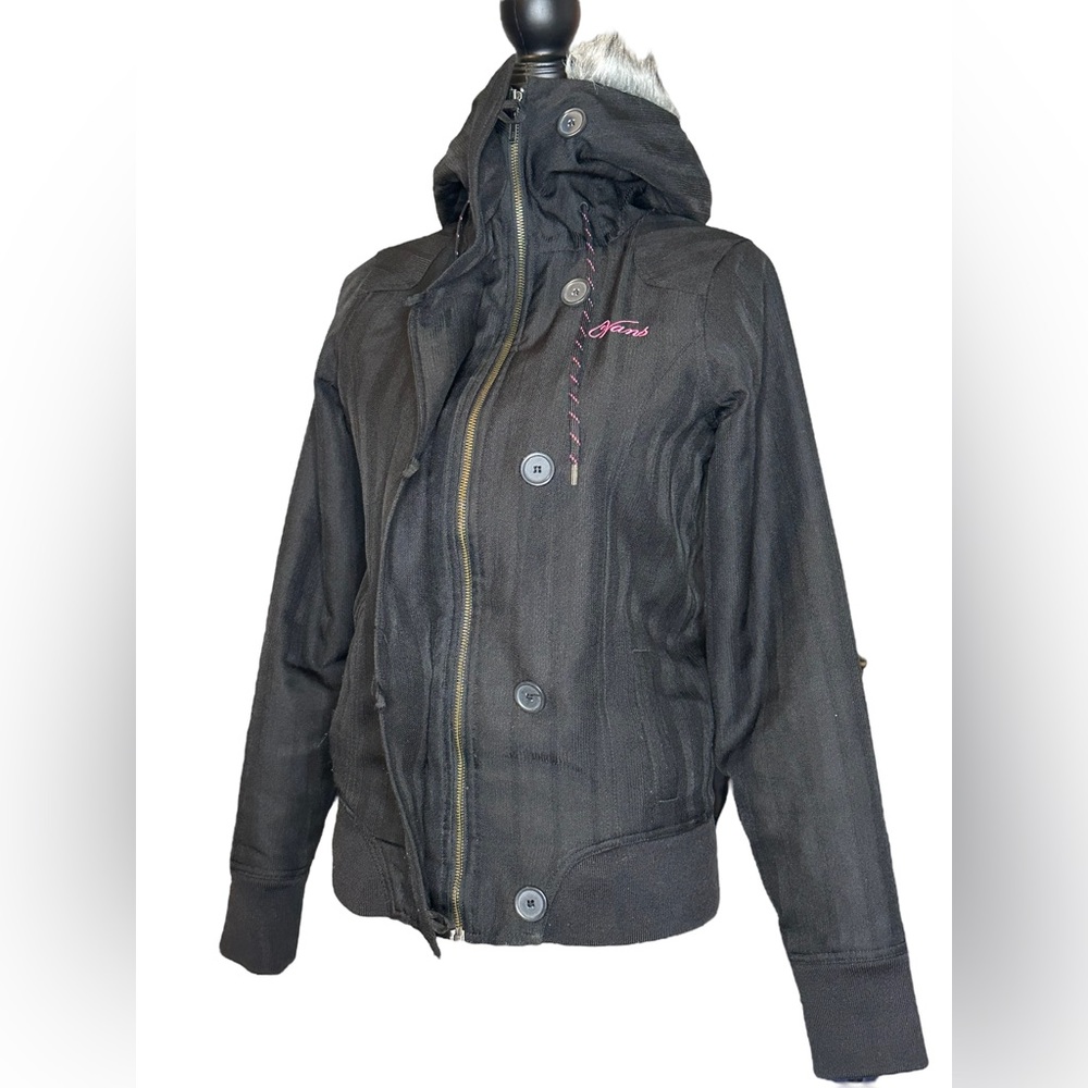 Vans Black Jacket with Faux Fur Hood - Picture 8 of 9